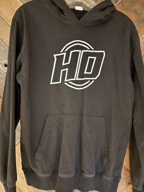 Black Hoodie with White 'HD' Logo